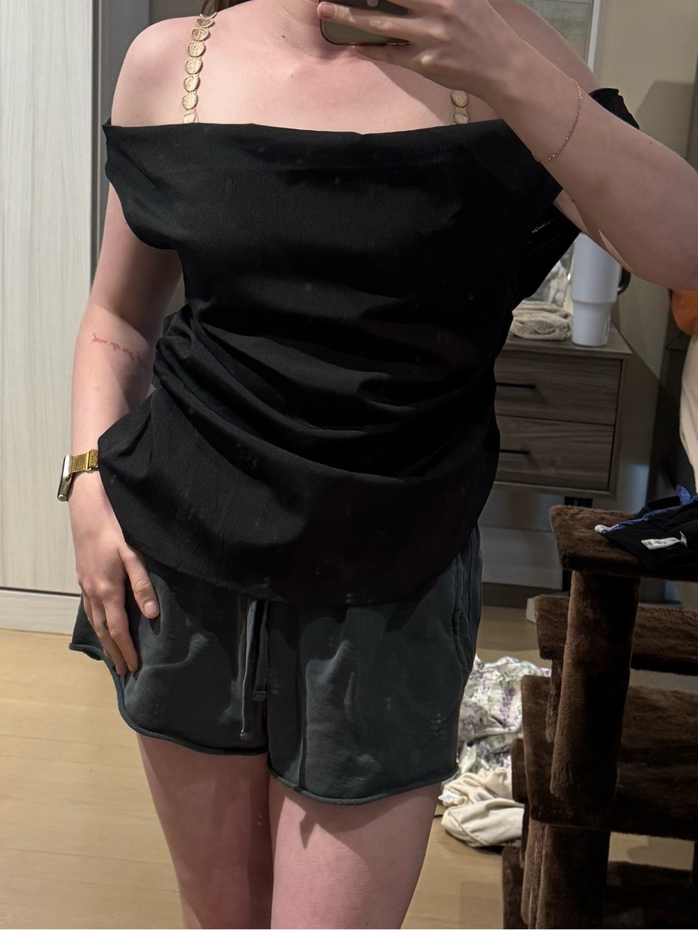 Off-Shoulder Black Top